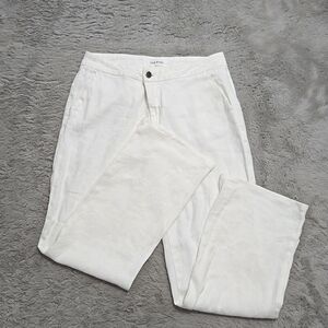Lila Ryan linen blend white straight leg pants size 8 coastal grandmother